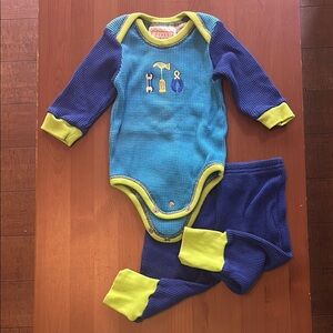 Blue and Green Tool Motif Kids Two Piece Set